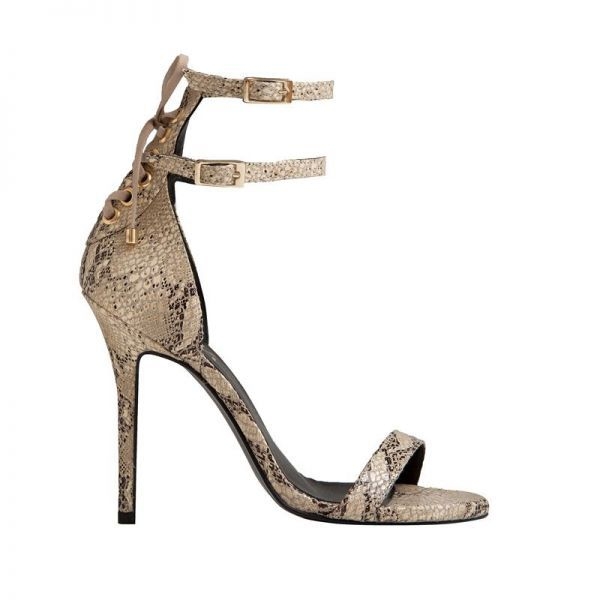 Sandalia de tacon de mas34 maria piel grabado serpiente piton para invitadas boda, bautizo, comunión, graduación